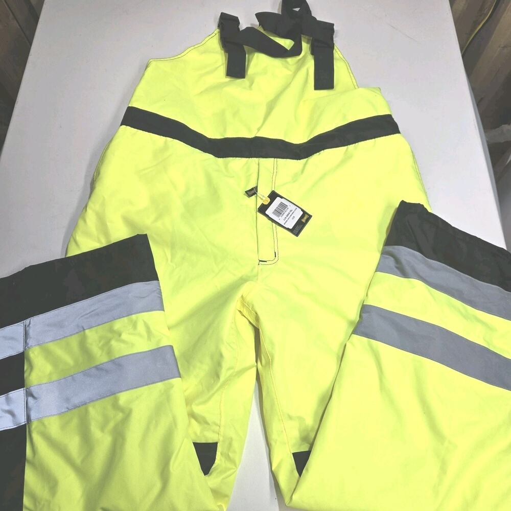 OccuNomix Hi Vis Bib Overall Pants XL Yellow Waterproof Reflective Workwear NWT